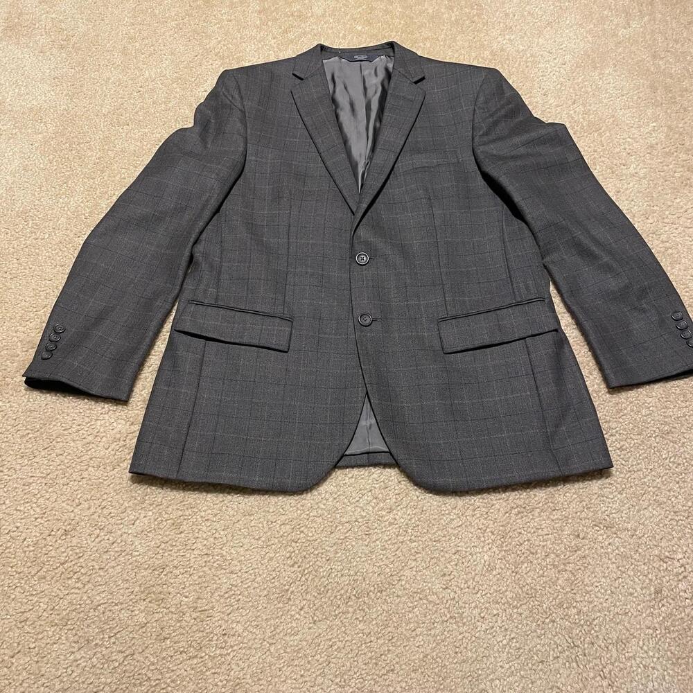 Pronto Uomo Platinum Men’s 42R Gray Plaid Wool Blazer